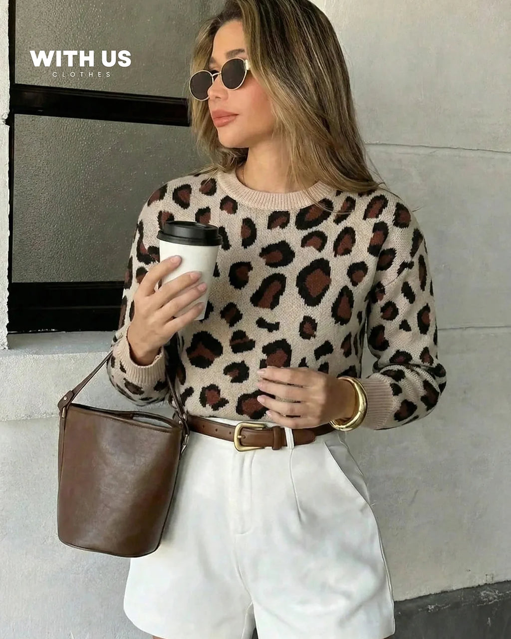 Jersey de punto con estampado de leopardo
