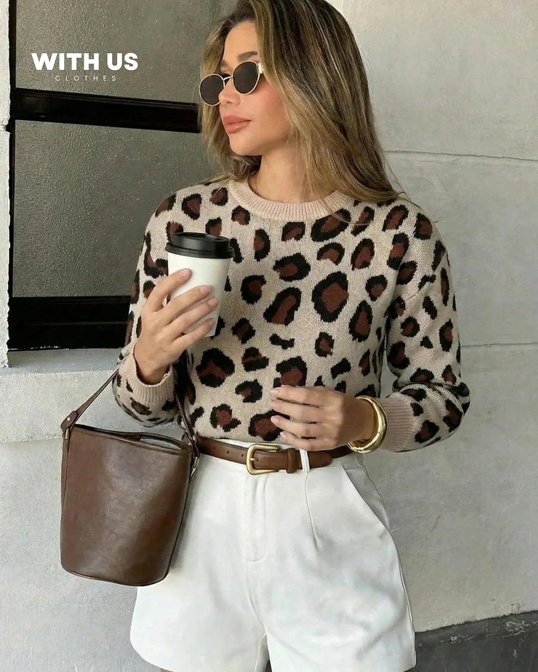 Jersey de punto con estampado de leopardo