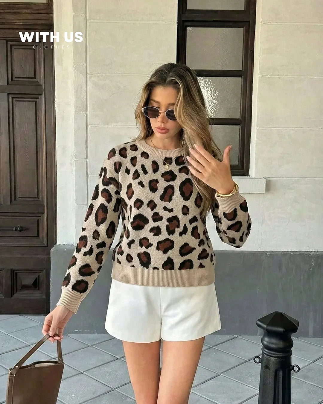 Jersey de punto con estampado de leopardo