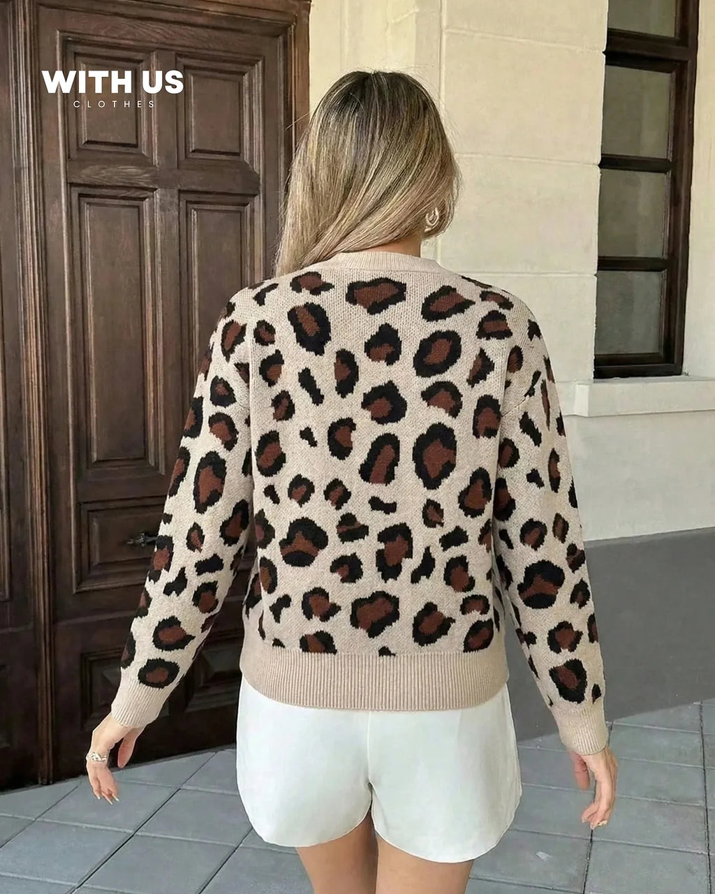 Jersey de punto con estampado de leopardo