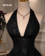 Vestido negro mini con tirantes de lazo