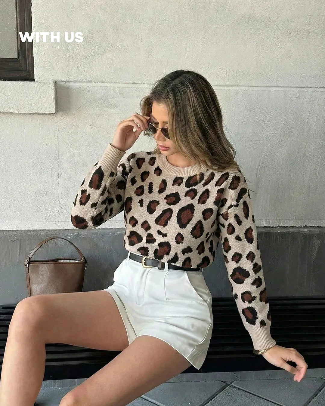Jersey de punto con estampado de leopardo