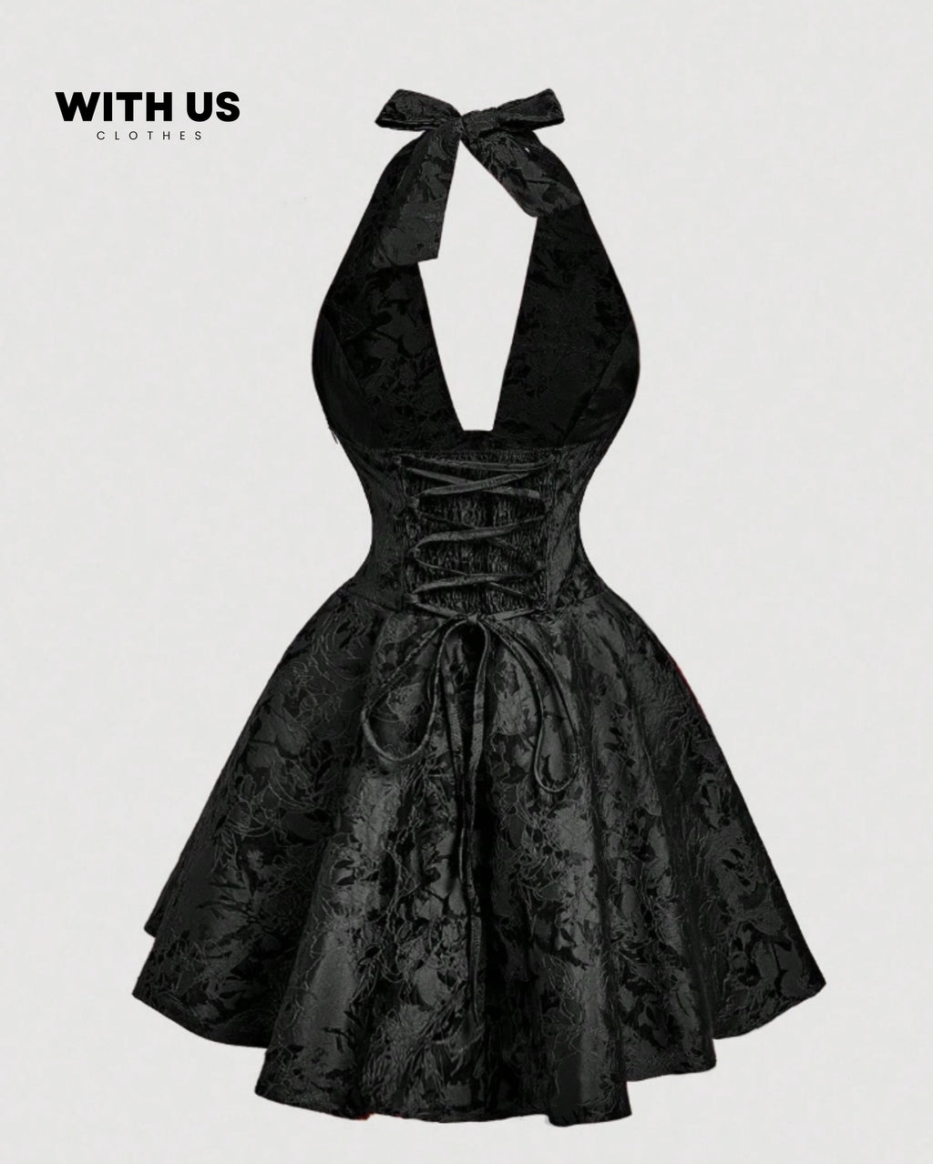 Vestido negro mini con tirantes de lazo